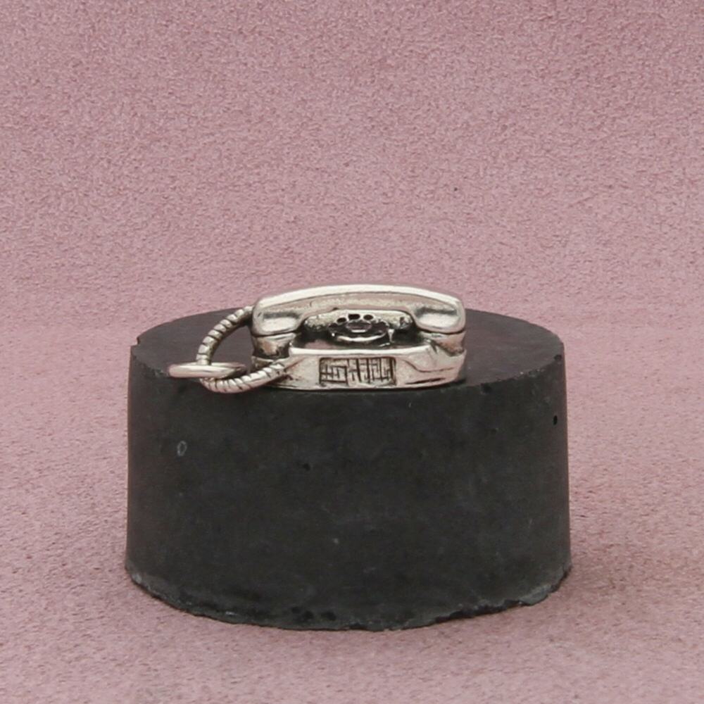 sterling silver vintage 3d rotary telephone charm pendant
